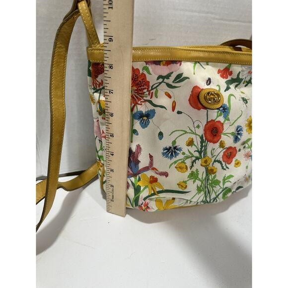 Gucci Flora Canvas Vintage White Yellow Bag Purse Crossbody Floral Japan READ*** - Picture 11 of 16